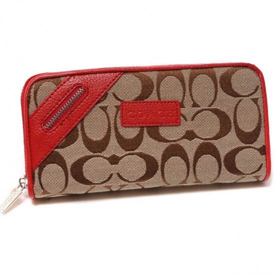 Coach Zip In Signature Large Red Wallets DUH  Coach Zip In Signature Large Red Wallets DUH